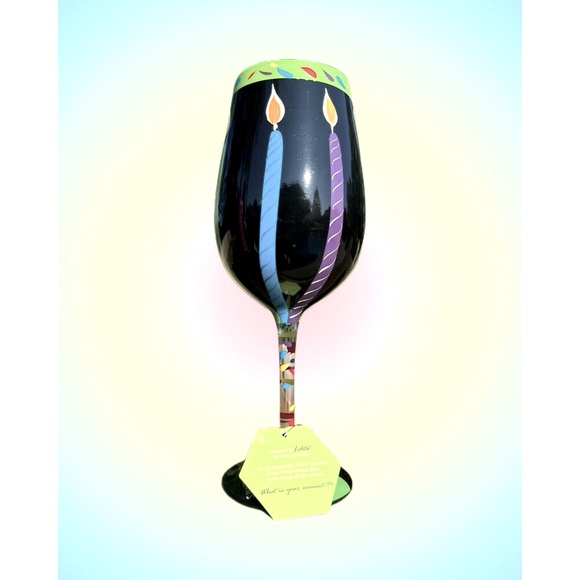 “Lolita” Love My Wine Hand Painted & Hand Blown Wine Glass 50 And Fabulous NWT - Picture 7 of 7
